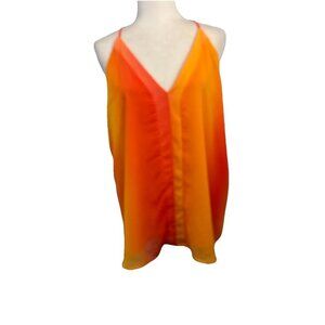 Adrienne Chiffon Ombre Tank Top Orange Size Large Made In USA